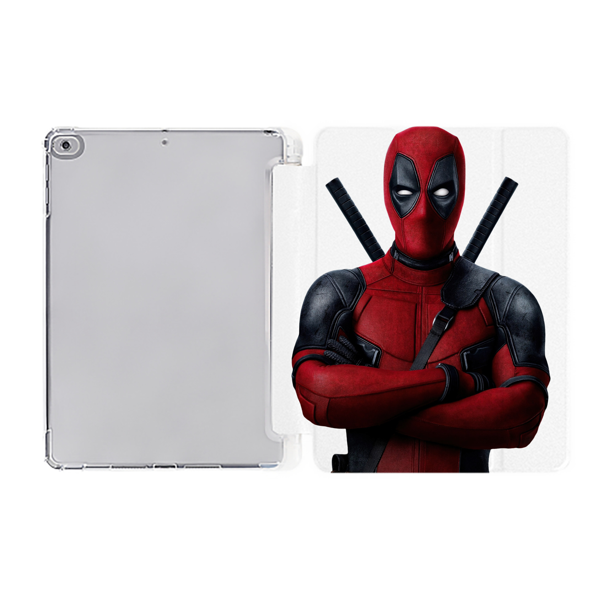 （画像用） Deadpool デッドプール IPad ケース ペン収納付き 三つ折りスタンド PUレザー×シリコン 対応機種9.5/10.5/10.9インチ